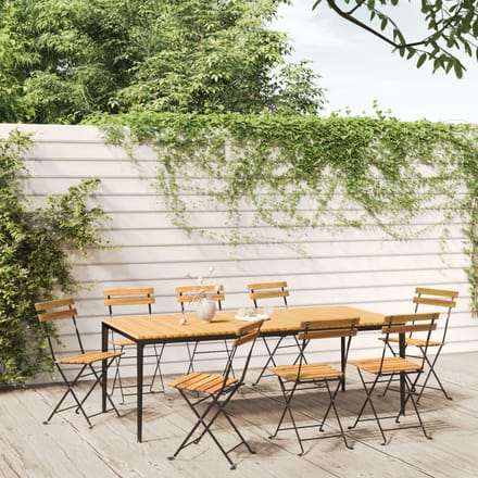 vidaXL - Opklapbare - stoelen, - 8 - stuks, - van - staal - en - massief - acaciahout.