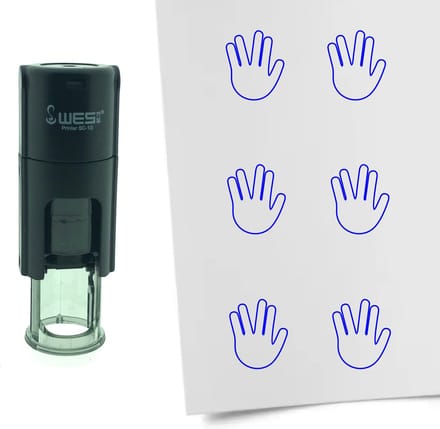 CombiCraft Stempel Mr. Spock Greeting 10mm rond - Blauwe inkt