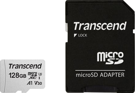 Transcend Premium 300S microSDXC-kaart 128 GB Class 10, UHS-I, UHS-Class 3, v30 Video Speed Class, A1 Application Performance Class Incl. SD-adapter
