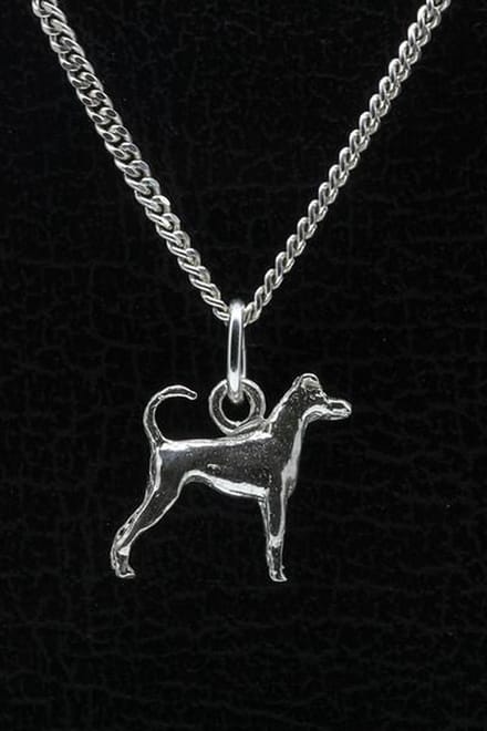 Zilveren Japanse terrier met staart ketting hanger - klein