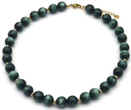 Ketting met acryl kralen - RVS - groen - 40-45 cm