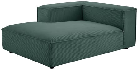 Vente-unique Chaise longue met linkerarmleuning in groen ribfluweel RUZOLO