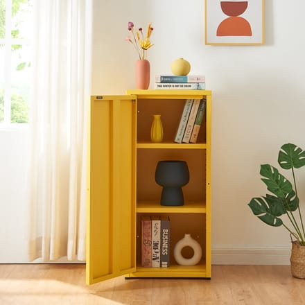 Metalen kast Burlöv 88x40x35 cm geel [en.casa]