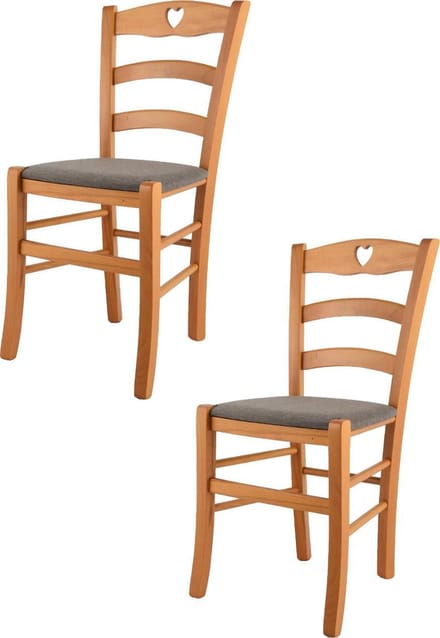 Tommychairs Cuore - Eetkamerstoelen - Set van 2 - Kersenhout - Stof