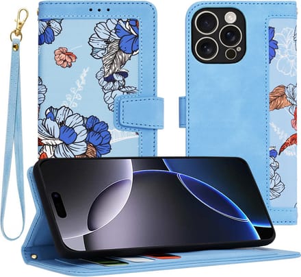 Hoesje geschikt voor Apple iPhone 16 Pro Max - Techsuit FlipCraft Book Wallet Case met koord - Vibrant Blue