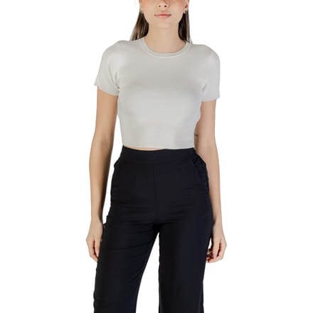 Ribbed Knit Cropped Top Wo - White Shirts