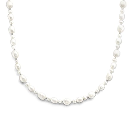 YO&NO - Ketting - Zoetwater Parel - 43+4 - Sieraden Vrouw - Zilver 925
