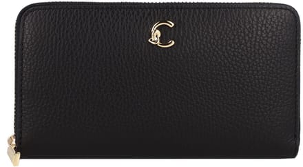 COCCINELLE Leren portemonnee C-Me Wallet Grained Leather Noir zwart
