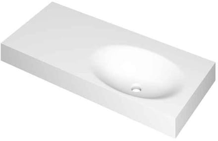 INK Smooth Wastafel Polystone Rechts Zonder Kraangat - 1000x450x90 mm - Mat Wit