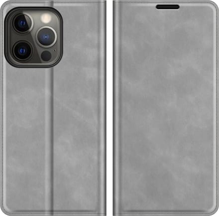 MobyDefend Hoesje - Geschikt voor iPhone 13 Pro - Luxe Wallet Bookcase (Magnetische Sluiting) - Grijs