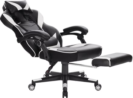 Bolt Edge Gaming Stoel - Wit - Kunstleer - Verstelbaar - Met voetsteun - Ergonomisch