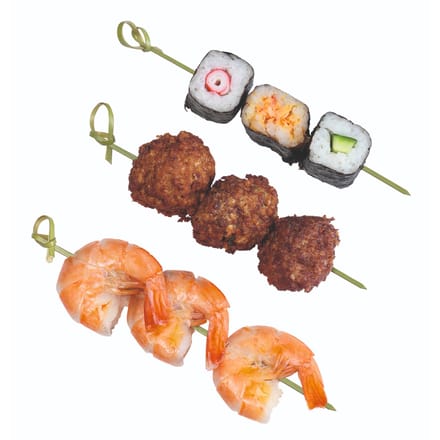 Hapjes/sate prikkers/spiesjes - bamboe hout - 40x stuks - 15 cm - amuse/bbq/feestje - grote cocktailprikkers