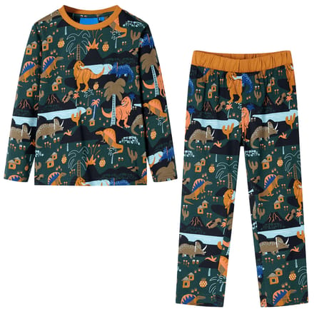 vidaXL - Kinderpyjama - met - lange - mouwen - 116 - donkergroen