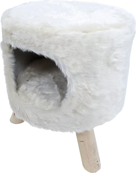 Poef rond pluche met gat Ø 42x50 cm, wit.