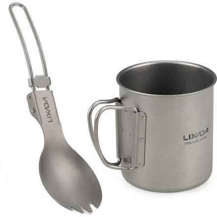 Lixada kookgereiset ultralichte titanium beker met opvouwbaar diner 300ml