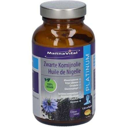 Mannavital Zwarte komijnolie platinum 120 Softgels