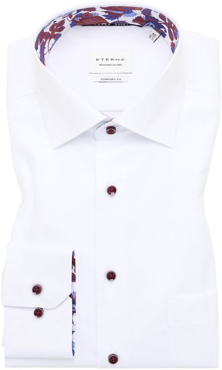 ETERNA comfort fit overhemd - twill - wit (contrast) - Strijkvrij - Boordmaat: 40