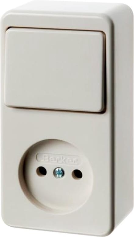 Hager Berker Combinatieschakelaar Contactdoos Zonder Massacontact Wit Oppervlak - 61673640 - E3H9B