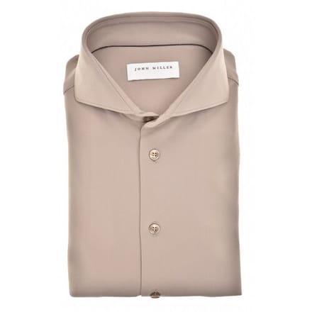 John Miller Overhemd Plain Color Hyperstretch Cutaway Collar Midden Bruin / male