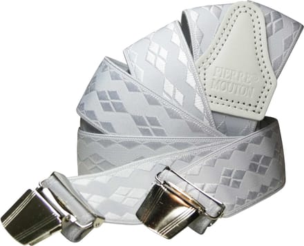 Pierre Mouton Square Bretel - Bretels - Volwassenen - Heren - Wit - 120cm - 3 brede clips - M - L