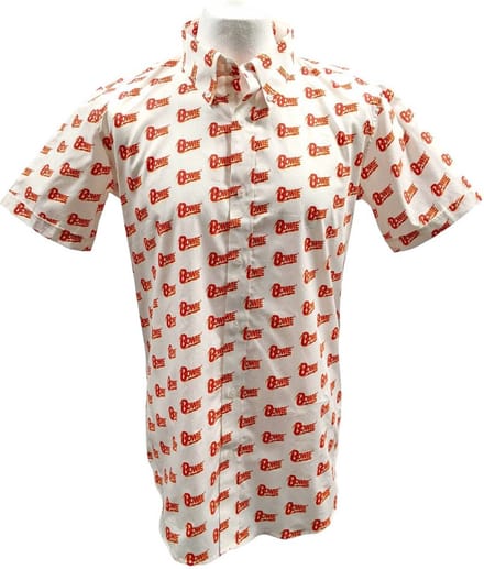 David Bowie - Logo Pattern Shirt - M - Wit
