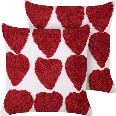 MINGORA - Sierkussen set van 2 - Rood/Wit - 45 x 45 cm - Katoen
