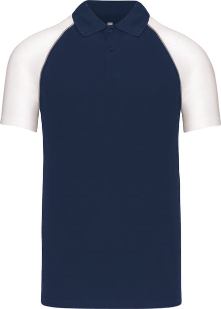 Herenpolo 'Baseball' korte mouwen Navy/White - 3XL