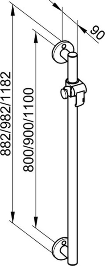 KEUCO PLAN Care doucheglijstang, met doucheglijstang, 982mm, 34912170900