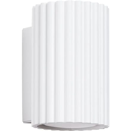 Wandlamp KARBON 10 korte geribbelde buis van 10 cm - Sollux Lighting - IP20 - Wit aluminium behuizing - 6.5 x 8.5 x 10 cm - 1 x GU10 LED, exclusief lichtbron - Max. 10 W - Minimalistische wandlamp voor slaapkamer, woonkamer en gang