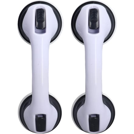 2 stuks Douchehandgreep Gebogen Design Dubbele Vergrendeling Veiligheid Gereedschapsloze Installatie Plastic Douchesteun white