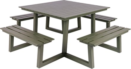MaximaVida vierkante aluminium picknicktafel Dex 215 cm olijfgroen - open instap
