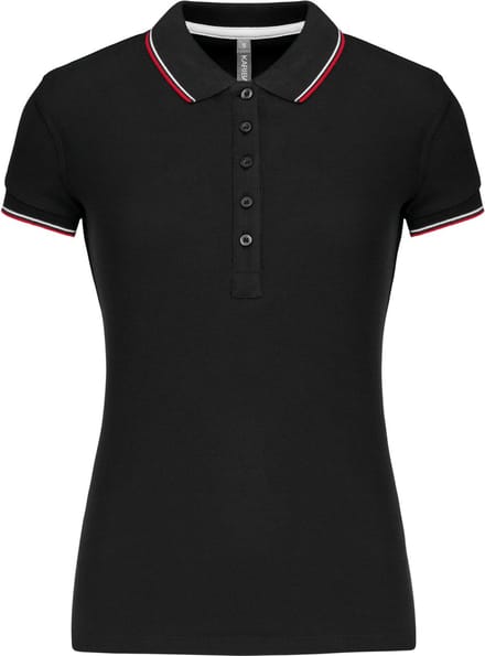 Kariban Damespolo korte mouwen K251 - Black / Red / White - S