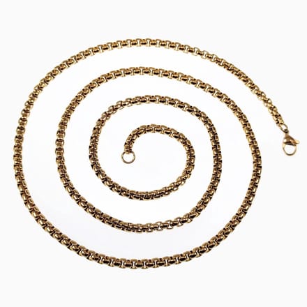 80cm x 2mm Jasseron Ketting Unisex - Stalen Goudkleur