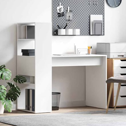 vidaXL Bureau met plank met opslag Wit 113 x 54 x 120 cm Bewerkt hout