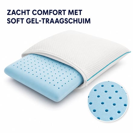 Dormidor CloudBlue Hoofdkussen – Geperforeerd Soft Gel Traagschuim – Ventilerend en Verkoelend – Ergonomisch – 60 × 40 cm