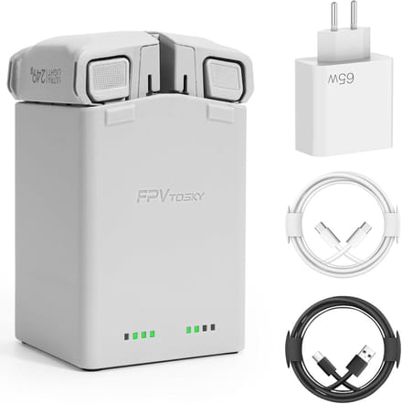 Professionele acculader voor DJI Mini 3/4 Pro - 65 W snellaadhub met dubbele accu's