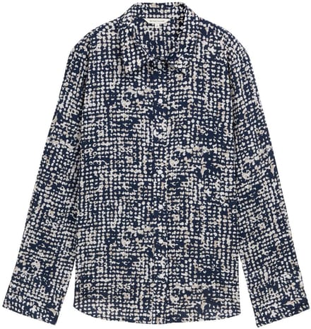 Tom Tailor - Overhemdblouse met patroon - Maat 40 - navy abstract dot design