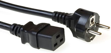 ACT Netsnoer Schuko CEE 7/7 male (recht) - C19 IEC 60320 zwart 2 m AK5412