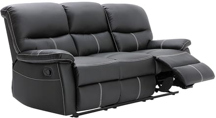 Vente-unique Driezitsbank en relaxfauteuil CANBY - Kunstleer - Zwart