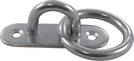 RVS Bevestigingsplaat met ring en langwerpige grondplaat D=80mm