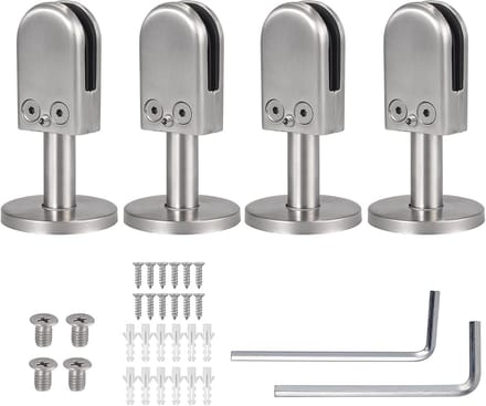 Glasklemmen - Glasbevestiging - Balustrade Bevestigen - Verstelbaar - 4 stuks - Zilver