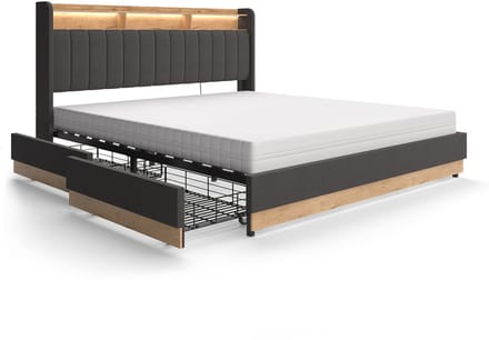 Vitalispa Nura Gestoffeerd bed – 180x200 cm met matras Antraciet