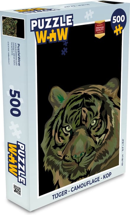 Puzzel Tijger - Camouflage - Kop - Legpuzzel - Puzzel 500 stukjes