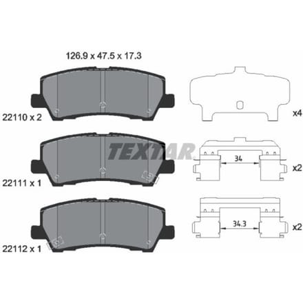 Remblokset TEXTAR 2211003, achter