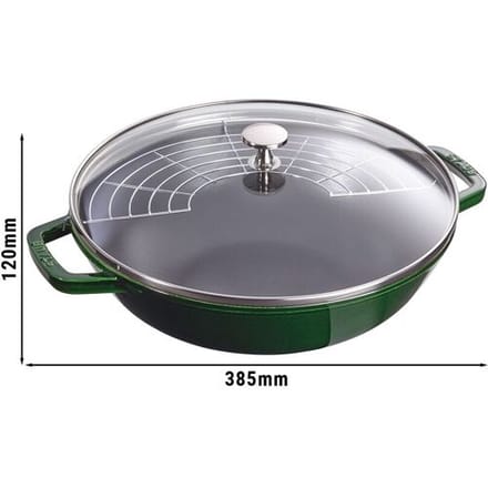 STAUB SPECIALITIES - Wok met glazen deksel - Ø 300mm - Gietijzer - Basilicumgroen