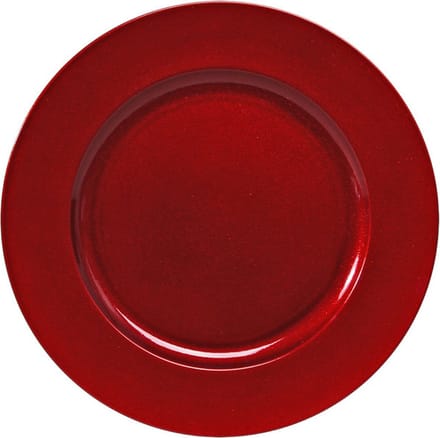 Othmar Decorations Kaarsenbord - rood glitters - D33 cm - kunststof - kaarsen onderborden