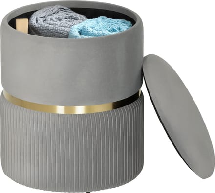Homcom opberghocker - polyester - 36L x 36B x 44H cm - lichtgrijs