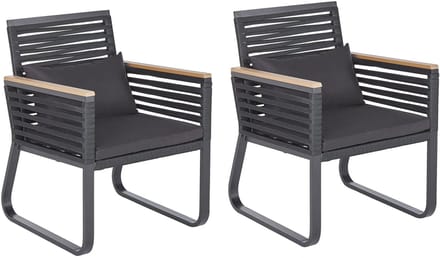 CANETTO - Tuinstoel set van 2 - Zwart - Aluminium