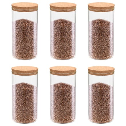 vidaXL - Opbergpotten - met - kurken - deksel - 6 - st - 1400 - ml - glas
