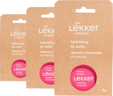 The Lekker Company lippenbalsem raspberry lemonade - 3 stuks
